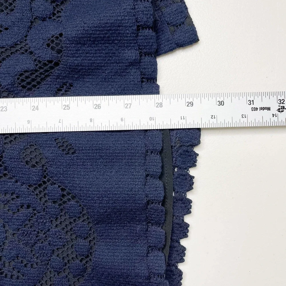 A.L.C. Lucas‎ Pencil Skirt Floral Lace Navy Blue Size 10 Lined Cotton Stretch